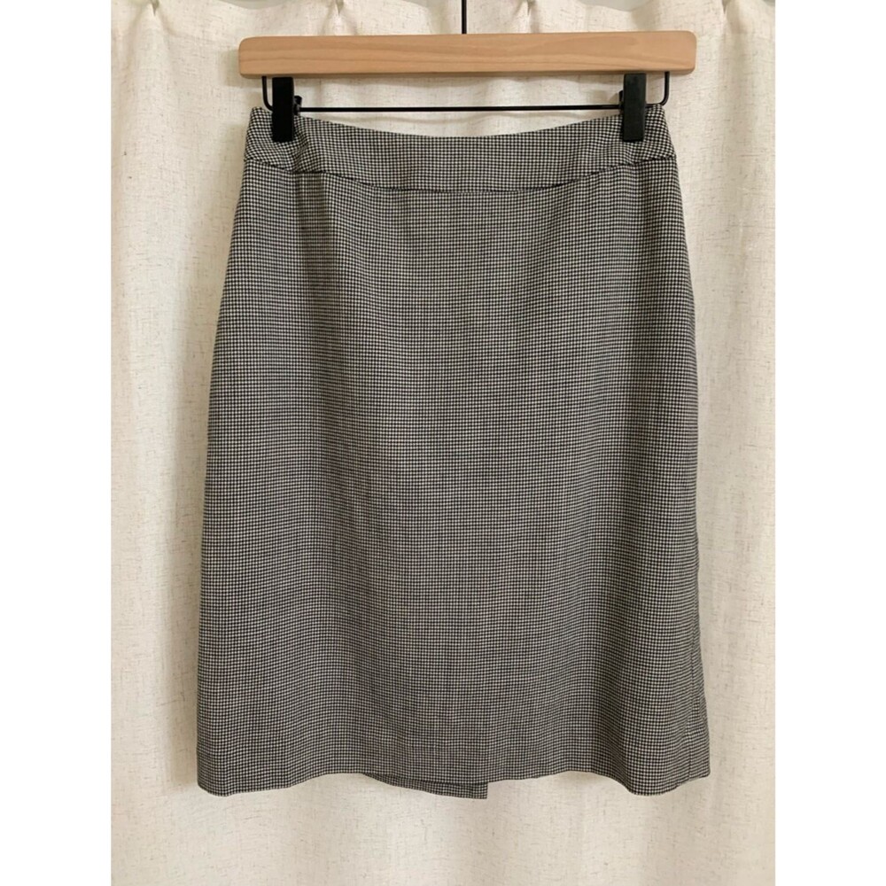 Kate Hill WoolMark Wool RichClassic Black & White Houndstooth A-Line Skirt 4P